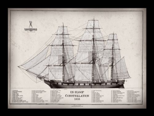 17) US Sloop Constellation 1855 - signed open print